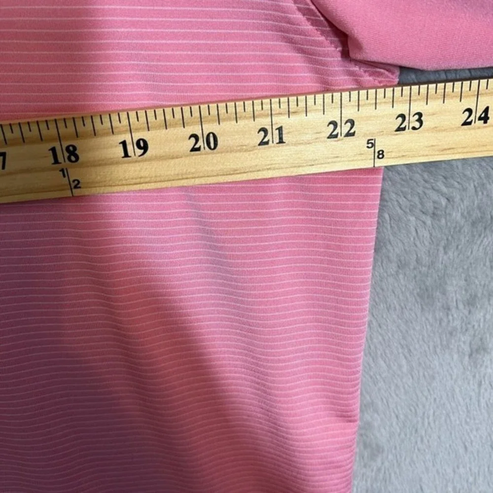 FootJoy Polo Shirt‎ Men's Large Pink Stripes Short Sleeve Pullover Stretch Golf